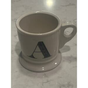 Anthropologie‎ Monogram Shaver Initial A Ceramic Tea Soup Coffee Mug with Handle
